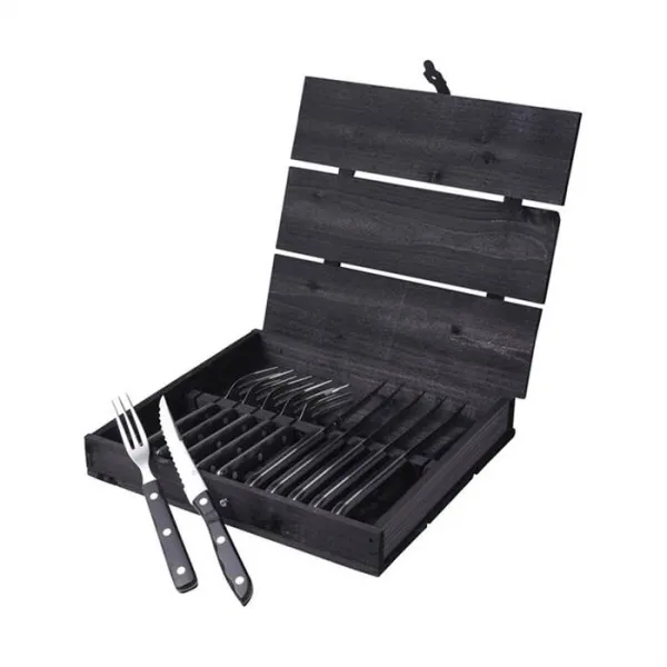 Gense Old farmer steak-/grillbestik 12 dele - Sort/stål